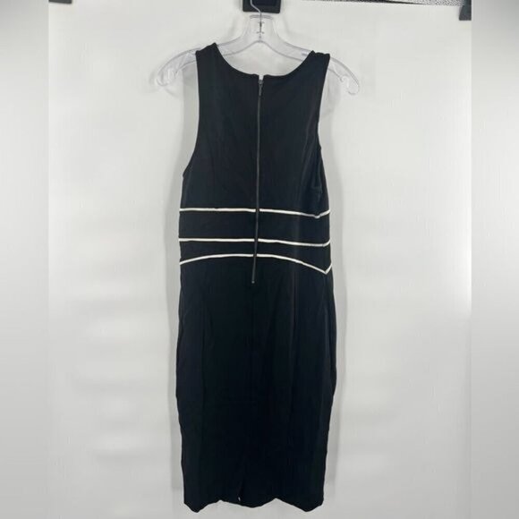 Maeve Anthropologie black dress with white bias sleeveless size 12 - Picture 4 of 8